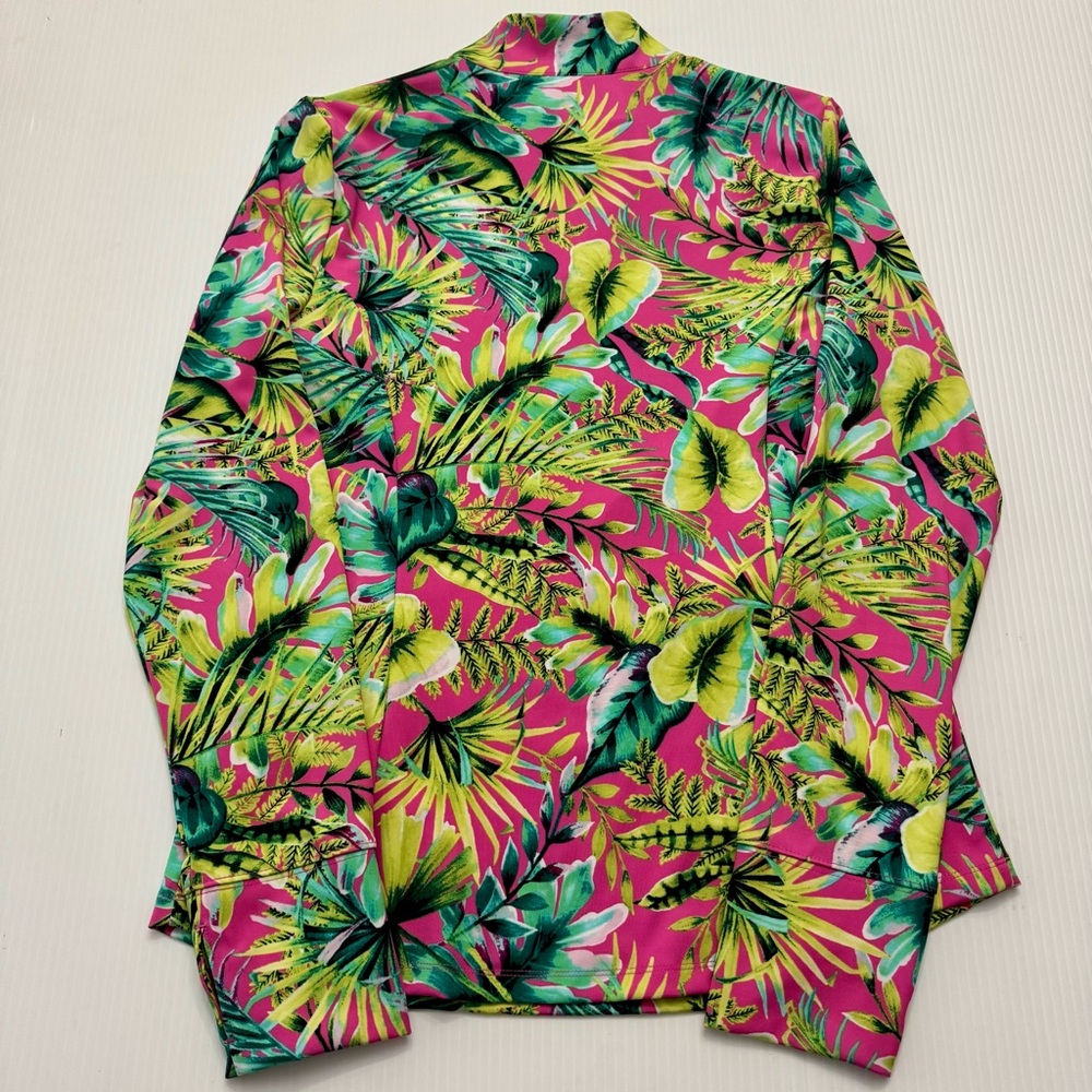 Tommy Bahama Golf Women’s Pink Green Tropical Floral Quarter Zip Top Large - Picture 5 of 8